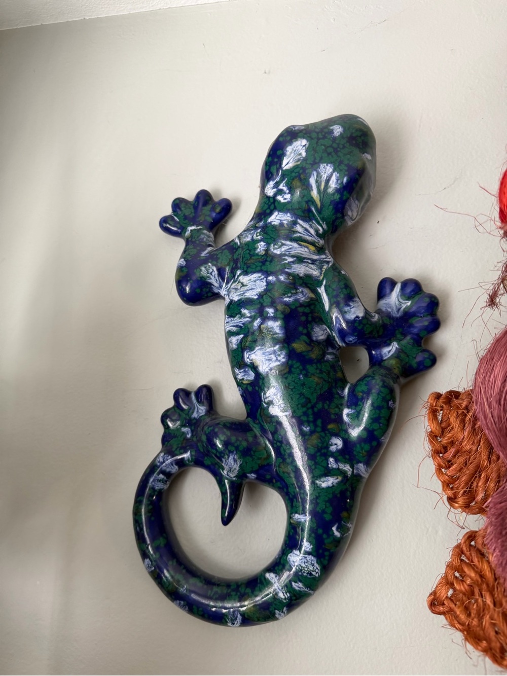 Decorative Ceramic Gecko Wall Accent Blue Green Talavera pottery western vibrant